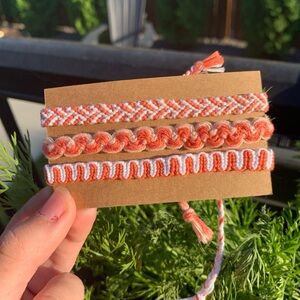 Cute Orange and White Handmade 3 bracelet set